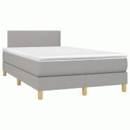 Décoshop26 - Cadre de lit LED avec sommier tête de lit matelas surmatelas 120x200 cm tissu gris clair TDL0207902 - gris 3001243788004
