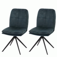 Décoshop26 - Lot de 2 chaises de salle à manger pivote à 180° cadre trépied en métal assise en tissu bleu 04_0007398 - bleu 3000262103690 Décoshop26 - Lot de 2 chaises de salle à manger pivote à 180° cadre trépied en métal assise en tissu bleu 04_0007398 - bleu 3000262103690