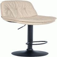Décoshop26 - Tabouret chaise haute x1 pour cuisine et bar à assise moelleuse en tissu crème cadre en métal noir 10_0005687 - beige métal 3000265157898