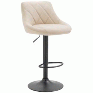 Décoshop26 - Tabouret de bar en synthétique crème pivotant avec repose-pieds métal noir coutures décoratives TDB10582 - noir 3000413669600