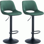 Décoshop26 - Tabourets de bar chaises haute x2 avec repose-pieds en velours vert piètement métallique noir 10_0004081 - noir métal 3000251919486