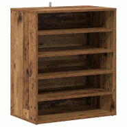 Helloshop26 - Armoire à chaussures vintage pratique 60 x 35 x 70 cm avec 5 étagères en bois d'ingénierie vieux bois 02_0050911 - Bois massif 30002