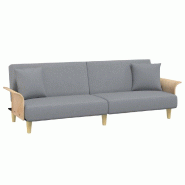 Helloshop26 - Canapé-lit avec accoudoirs 224 x 89 x 70 cm clair tissu gris 02_0021007 - gris polyester 3001151688007