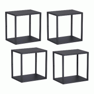 Helloshop26 - Set de 4 étagères murales acier 28 x 28 x 20 cm noir - 3000225335588