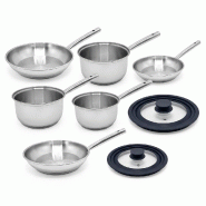 Lot de 3 casseroles 18/20/22 cm en inox et 3 poêles de cuisson 20/24/28 cm et couvercles Fackelmann Rhona - gris inox 3176239913408