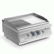 Mastro Plaque grillades gaz de table, plaque 1/2 lisse et 1/2 rainurée 800x730x300 mm - VIRTUS - inox MS78FTRGT