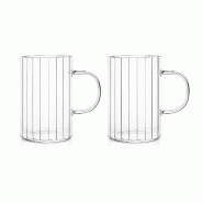 Ogo Living - Lot 2 tasses leia 25cl en verre borosilicate avec anse - 3256391045510