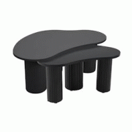 Oviala Business Oviala Table basse gigogne en mélaminé noir - beige Bois massif 114391 Oviala Business Oviala Table basse gigogne en mélaminé noir - beige Bois massif 114391