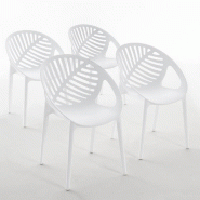 RATTATAN Set de 4 chaises en polypropylène avec fibre de verre empilables pour jardin, bar et restaurant, structure robuste et légère - Vivian - Bl