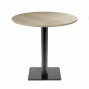 RestooTab - Table Milan T Ø70cm décor chêne vicenz - marron fonte TB-MIT-R70M-CH.VIC