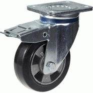 Roulette pivotante/frein de 152 mm en caoutchouc élastique noir sur roue centrale en aluminium Roulette pivotante/frein de 152 mm en caoutchouc élastique noir sur roue centrale en aluminium