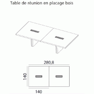 Table de réunion rectangulaire série X10 finition hébénisterie - Officity - 280, Noyer américain, Cuir marron_0