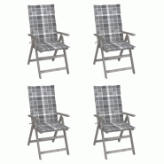 VidaXL Chaises Inclinables De Jardin Lot De 4 Et Coussins Bois Acacia - gris 8720286296400