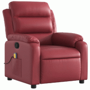 VidaXL Fauteuil de massage inclinable Rouge bordeaux Similicuir Modèle Zervoria - 373497