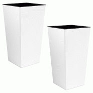 WellHome - Lot de 2 pots Urbi Square 20x12,6x12,6 cm chacun, coloris blanc - blanc plastique PK4406