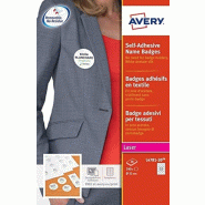 AVERY 240 badges adhésifs en textile blanc, format rond Ø 51 mm (20 feuilles / cdt) - 5014702134326