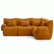 Canapé d'angle modulaire MILYSOFA SOFATIME 4 places Tissu fine bouclette Brun cannelle - MS-TIME-4C-CB