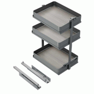 Chariot extractible Harmony Acier et Bois Gris anthracite 400 x 800 mm Emuca - gris acier 8382635