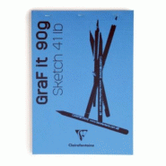 Clairefontaine Lot de 5 Bloc agrafé GRAF IT de 80 feuilles de papier croquis blanc microperforées, 90 g/m², A6, couverture bleu roi - 3329680967319