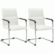 CLP Lot de 2 chaises cantilever Seattle en similicuir Blanc - blanc polyester 312226 CLP Lot de 2 chaises cantilever Seattle en similicuir Blanc - blanc polyester 312226