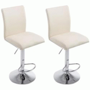 CLP Lot de 2 tabourets de bar Köln similicuir Crème - beige polyester 306590 CLP Lot de 2 tabourets de bar Köln similicuir Crème - beige polyester 306590