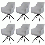 Décoshop26 - Lot de 6 chaises de salle à manger avec accoudoirs siège rotatifs en tissu crème cadre de trépied 04_0007746 - 3000262279517 Décoshop26 - Lot de 6 chaises de salle à manger avec accoudoirs siège rotatifs en tissu crème cadre de trépied 04_0007746 - 3000262279517
