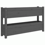 Helloshop26 - Jardinière bac lit surélevé plantes fleurs terrasse jardin 112 x 25 x 66 cm bois massif de pin gris 02_0037400 - 3000217771493 Helloshop26 - Jardinière bac lit surélevé plantes fleurs terrasse jardin 112 x 25 x 66 cm bois massif de pin gris 02_0037400 - 3000217771493