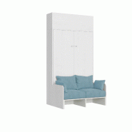 Itamoby Lit double escamotable français Kentaro 140 cm avec canapĂ© et Ă©lĂ©ment mural en frĂȘne blanc, bleu clair - blanc 8050598059609 Itamoby Lit double escamotable français Kentaro 140 cm avec canapĂ© et Ă©lĂ©ment mural en frĂȘne blanc, bleu clair - blanc 8050598059609