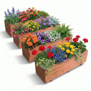 IvoQ Jardinières en Bois Lot de 4 – 120x40x32 cm – Bois FSC – Bac à Fleurs Résistant aux Intempéries pour Extérieur – Sac Intérieur Incl