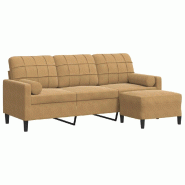 VidaXL Canapé à 3 places avec repose-pieds Marron 180 cm Velours Modèle Héra - 3278274