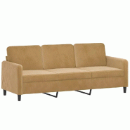 VidaXL Canapé à 3 places Marron 180 cm Velours Modèle Gervelis - 359459