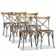 VidaXL Chaises à manger lot de 6 bois de manguier massif et acier Modèle Riviera Dining Horizon - 274909