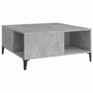 VidaXL Table basse gris béton 80x80x36,5 cm bois d'ingénierie Modèle Ombre Nova Plus - 821104