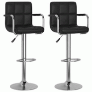 VidaXL Tabourets De Bar Lot De 2 Noir Similicuir - noir 334594 VidaXL Tabourets De Bar Lot De 2 Noir Similicuir - noir 334594