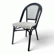 Bistromania ROUBAIX chaise terrasse aluminium résine tressée noir blanc L48 P58 H88 cm - blanc aluminium EA303_0