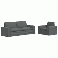 Canapé 2 pcs Gris foncé 182 x 80 x 82 cm tissu Modèle Apex Panorama Nova - Matériau naturel 8721364374768