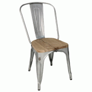 Chaises en acier avec assise en bois - Lot de 4 - GM642 | Bolero