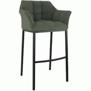 CLP Tabouret de bar Damaso Cord avec piètement à quatre pieds Vert/Noir - vert métal 326351 CLP Tabouret de bar Damaso Cord avec piètement à quatre pieds Vert/Noir - vert métal 326351