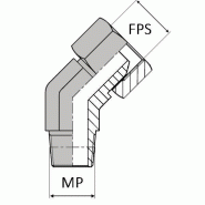 Coude 45° mâle NPT x femelle tournant NPSM (cylindrique) - Cône 60° - NPT-CMFNPSM40202 - CMNPT1/8 / FNPSM1/8