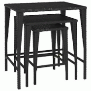 Décoshop26 - Lot de 3 tables d'appoint gigognes en résine tressée noir et acier DEC032736 - 3000259126558 Décoshop26 - Lot de 3 tables d'appoint gigognes en résine tressée noir et acier DEC032736 - 3000259126558