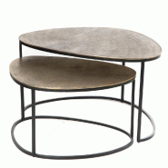 De 2 tables basses galet en aluminium doré L90 cm -  Lot Or / Doré Autre forme Fonte D'aluminium Amadeus 65.00x90.00 cm - 3520071839318