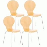 Décoshop26 - Lot de 4 chaises de cuisine salle à manger empilables dossier arrondi en bois clair et métal chromé 10_0003177 - 3000251440386 Décoshop26 - Lot de 4 chaises de cuisine salle à manger empilables dossier arrondi en bois clair et métal chromé 10_0003177 - 3000251440386