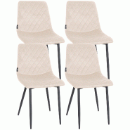 Décoshop26 - Lot de 4 chaises de salle à manger en tissu velours crème pieds métal noir couture losange CDS10419 - noir 3002484232691 Décoshop26 - Lot de 4 chaises de salle à manger en tissu velours crème pieds métal noir couture losange CDS10419 - noir 3002484232691