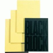 Exacompta Lot de 5 Bloc BLACK BLOCK format A4, 70 feuilles jaunes agrafées en tête, quadrillé 5x5 - 3130631057009_0