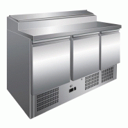 Gastro-Inox Saladette avec 3 portes 3 étagères et 8X GN1/6 inox 1365x700x860mm - 7445908513567
