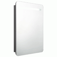 Helloshop26 - Armoire de salle de bain murale contemporaine avec miroir LED 60 x 11 x 80 cm deux étagères en MDF gris 02_0046745 - gris verre 300023