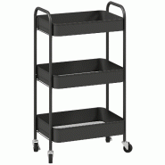 Helloshop26 - Desserte chariot de rangement cuisine 45 x 30,6 x 79 cm gain de place 3 plateaux pratique moderne compact en acier 21_0005848 - noir aci Helloshop26 - Desserte chariot de rangement cuisine 45 x 30,6 x 79 cm gain de place 3 plateaux pratique moderne compact en acier 21_0005848 - noir aci
