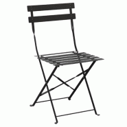 Lot de 2 chaises pliantes d'intérieur et extérieur, en acier poudré noir Lot de 2 chaises pliantes d'intérieur et extérieur, en acier poudré noir