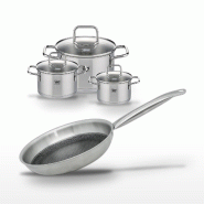 Lot Poêle 28cm & 3 Faitouts Elo Relief Solution - gris 3176239959581
