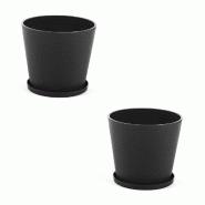 RATTATAN Pot rond Ø38cm en polypropylène avec fibre de verre, soucoupe assortie, léger, résistant, pour intérieur et extérieur LILIUM (2 pièces RATTATAN Pot rond Ø38cm en polypropylène avec fibre de verre, soucoupe assortie, léger, résistant, pour intérieur et extérieur LILIUM (2 pièces